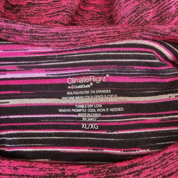 ClimateRight By Cuddl Duds Womens Fuchsia Stripe Long Sleeve Top Size XL - Picture 3 of 10